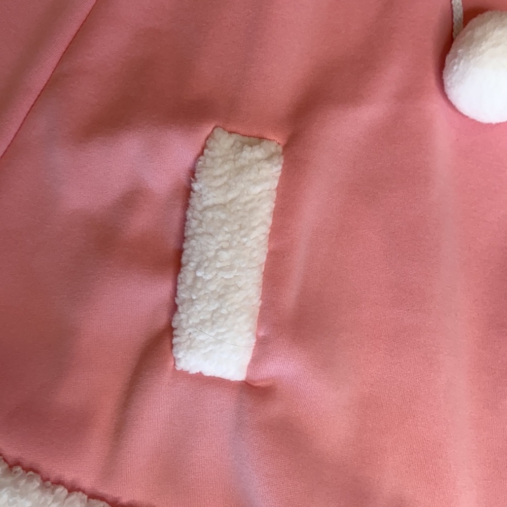 Pink and White Pocketed Hooded Cape - Picture 3 of 6